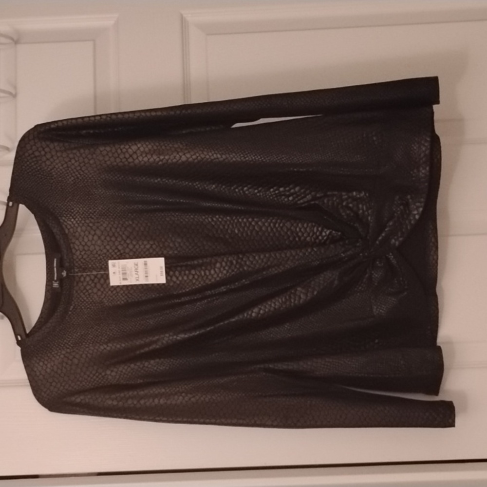 INC International Concepts Black Textured Women's Top